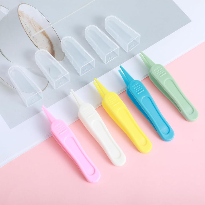 5Pcs Nose Cleaning Tweezers, 5 Colors Baby Booger Picker with round Head Effective Nose Picker Baby Ear Noses Navel Cleaner Clip for Babys Care