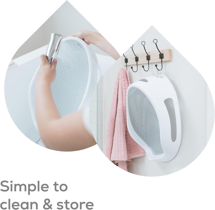 Soft Touch Baby Bath Support -Grey- Water Level Indicator, Non-Slip, Comfortable & Safe for Newborns & Infants up to 6 Months