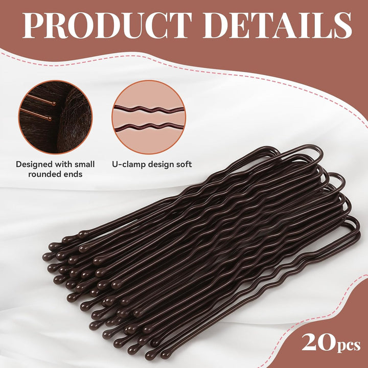 Hair Nets for Buns,20 PCS Bun Nets with 20 Pcs U-Shaped Pins for Women 50Cm/20Inch Invisible Bun Net for Girls,Ballet Dancers,Chefs, Nurses,Flight Attendants(Brown)