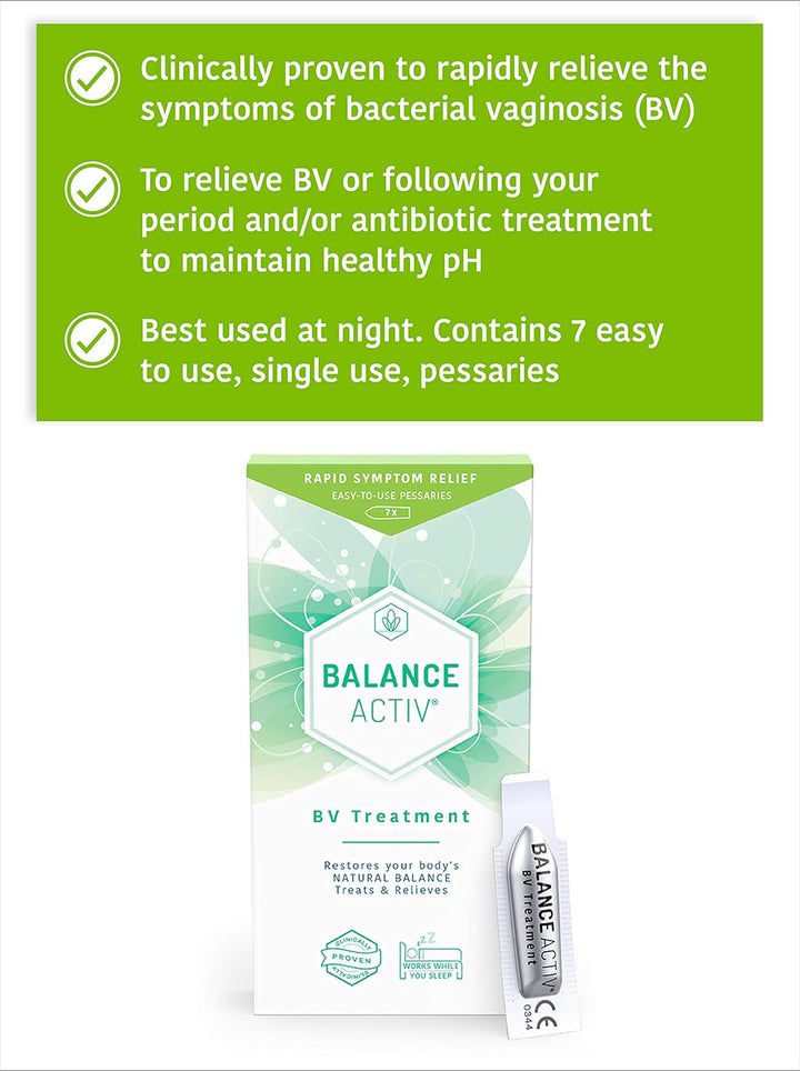 BV Pessaries, Bacterial Vaginosis Treatment for Women, Works Naturally to Rapidly Relieve Symptoms of Unpleasant Odour, Discomfort & Discharge, 1 Pack