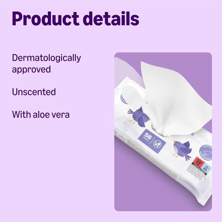 Sensitive Baby Wipes 1008 Wipes, Unscented, 18 Pack of 56, (Previously a Mama Bear Brand, Same Product)