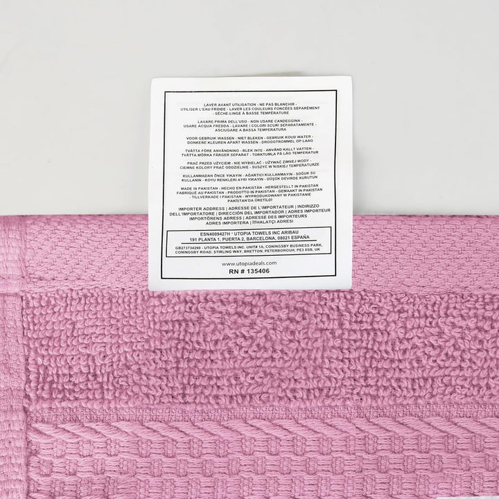 Premium Washcloth Set (30 X 30 CM) 100% Cotton Flannel Face Cloths, Highly Absorbent and Soft Feel Fingertip Towels (12 Pack, Pink)
