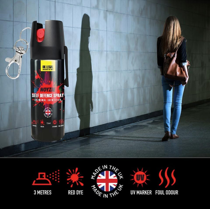 Self Defence Spray UK Legal Pepper Spray Alternative for Men & Women with UV Marking, Keychain & Belt Clip - Criminal Identifier Spray for Personal Protection - 15Ml