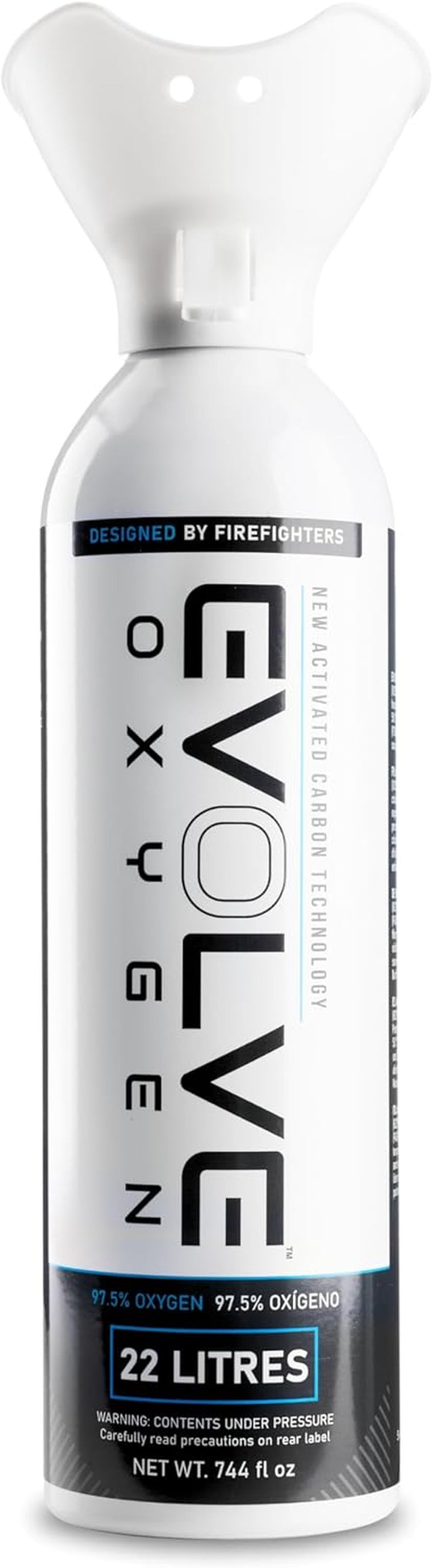 22-Litre Pure Oxygen Canister with Breathing Cup | Portable Oxygen Can | Ideal for Home Use and Outdoor Activities | Designed by Firefighters | Made in Britain | Pack of 2