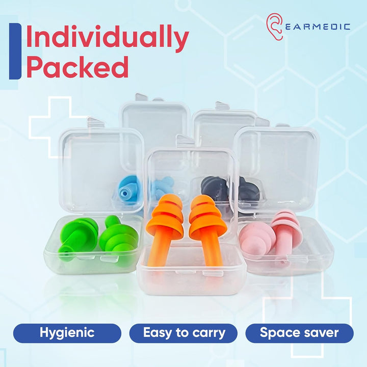Ear Plugs for Sleep - 6 Pairs Soft Silicone Reusable Noise Cancelling Earplugs for Side Sleepers & Snoring