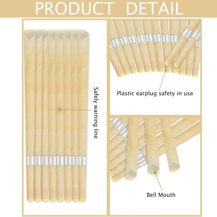 10 PCS Ear Candles, Ear Candle Set with Natural Organic Beeswax (Drip Protection Tray 5 PCS+10 Cotton Swab), Ear Candle Kit,Ear Wax Candles for Blocked Ears Ear Cleaning Candles Earwax Remover Tool