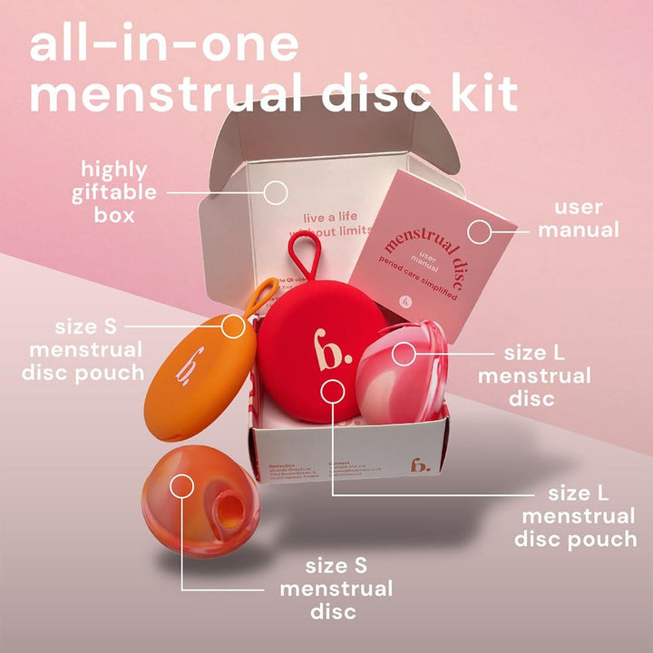 Reusable Menstrual Disc, Wear up to 12-Hours, Sustainable Period Disc Alternative to Menstrual Cups, Tampons and Pads for Light or Heavy Flows, Leak Proof - Small & Large Sizes