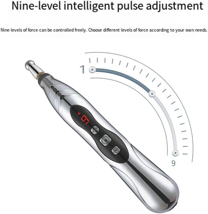 Calmera Acupuncture Healing Pen, Rechargeable Acupuncture Pen, Pain-Free Acupuncture Energy Pen, Pulse Relief Massage Pen, 5 Massage Heads, 9 Intensity, Meridian Energy Pen Full-Body Pain Relief (1)