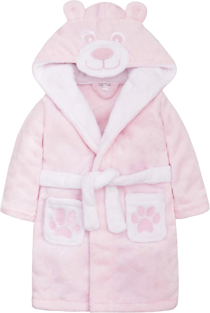 Baby Boys & Girls Teddy Bear Novelty Hooded Dressing Gown with Pockets and Ears