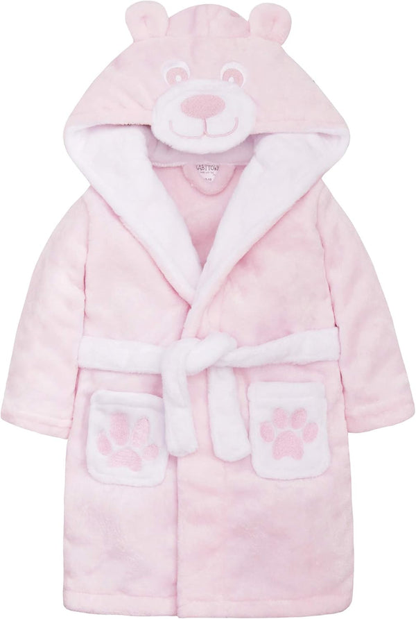 Baby Boys & Girls Teddy Bear Novelty Hooded Dressing Gown with Pockets and Ears