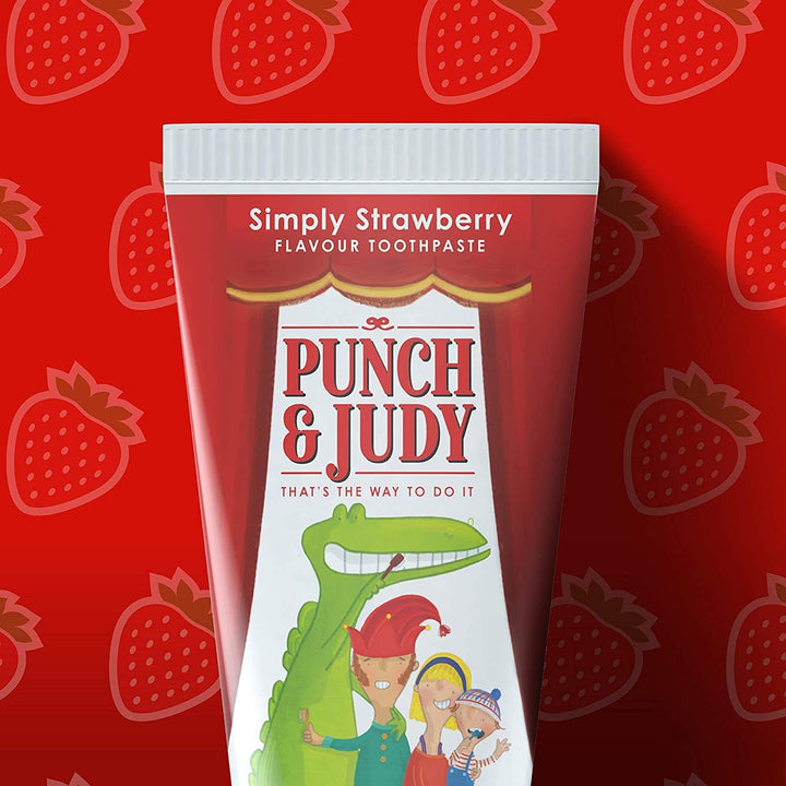 Punch & Judy Kids Toothpaste - Simply Strawberry Flavour, 3+ Years, Fluoride, Sugar Free (3 X 50Ml)