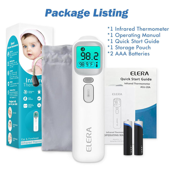 Ear Thermometer for Kids, Baby Thermometer with Forehead and Ear Mode for Adults, Infant, Kids and Toddler, Touchless and 1 Second Reading with Fever Alarm and Mute Function
