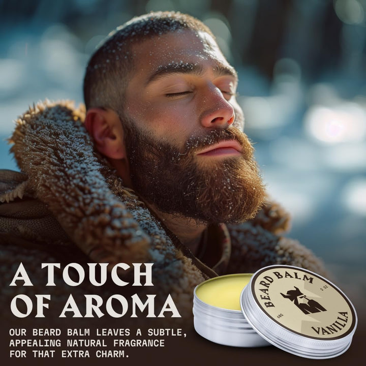 Beard Balm for Men - 60 G, Light Hold, Vanilla Scent - Leave-In Beard Conditioner with Shea Butter & Tea Tree Oil - Softener for Hydration & Styling