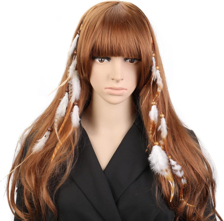 6Pcs Feather Hair Clips, Bohemian Hippie Hair Extension Accessories, Halloween Native Tribal Princess Costume Headdress Decoration