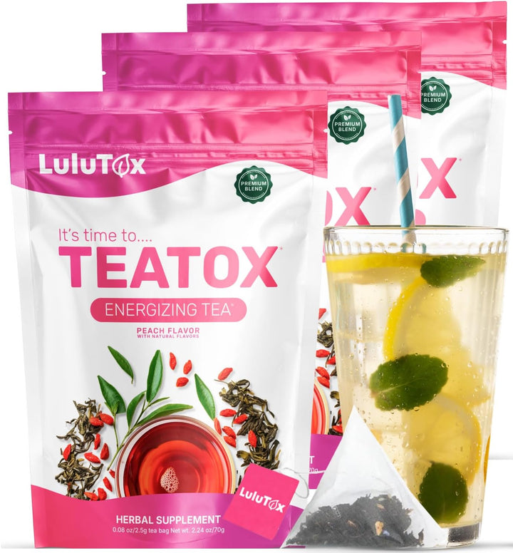 Original Detox Tea - Herbal Blend with Dandelion, Ginseng, and Ginger - Supports a Healthy Weight, Digestive Health - Vegan, All Natural, Laxative-Free - Peach Flavor (28 Servings)