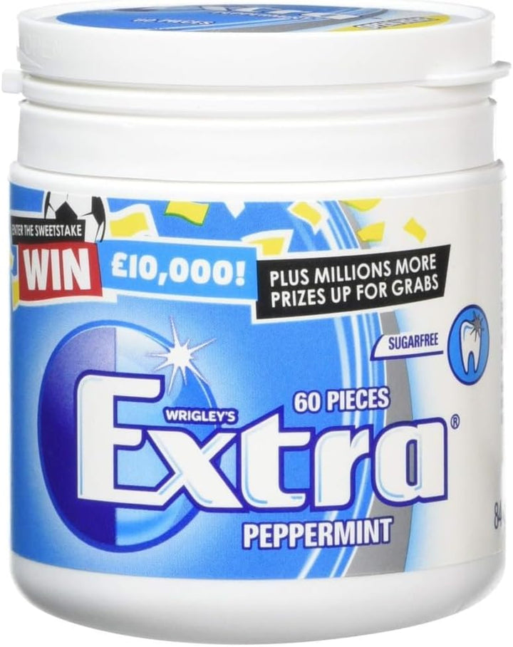 Wrigley'S  White Chewing Gum, Bubblemint Flavour, 46 Pieces, Sugar Free Chewing Gum Bottle with Xylitol