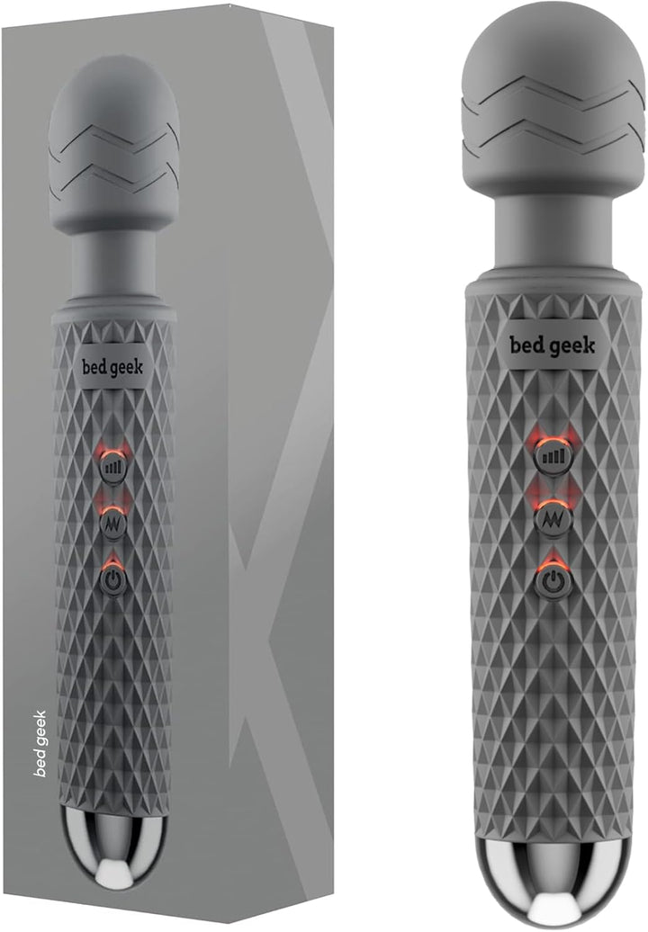 Handheld Wireless Personal Wand Massager – Waterproof, USB Rechargeable, 20 Vibration Patterns, 8 Speeds, Memory Feature, Skin-Soft Silicone for Ultimate Relaxation Massage Wand (Purple)