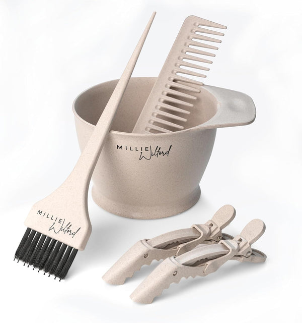 Hair Dye Bowl and Brush Set - Hair Colouring Tool Kit for Highlights, Tinting, Bleaching and Root Touch-Up at Home, Recycled Plant Fibre (5 Piece)