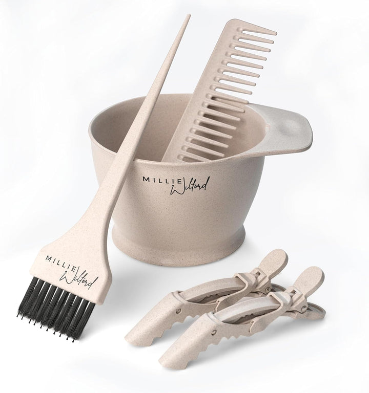 Hair Dye Bowl and Brush Set - Hair Colouring Tool Kit for Highlights, Tinting, Bleaching and Root Touch-Up at Home, Recycled Plant Fibre (5 Piece)
