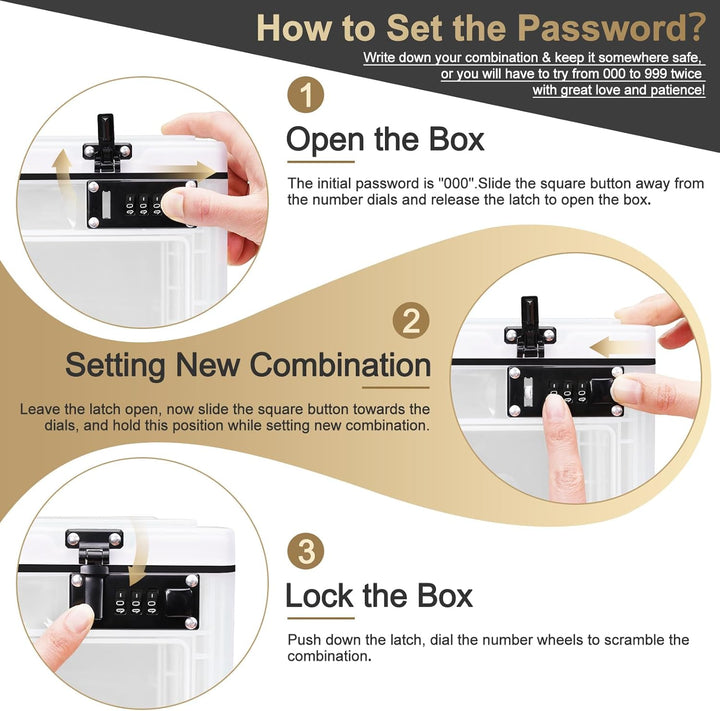 Large Lockable Storage Box, 24 Litre Combination Lock Box for Personal Items/Office Locker/School/Medicine/Snacks/Phone Jail/Electronic/Home