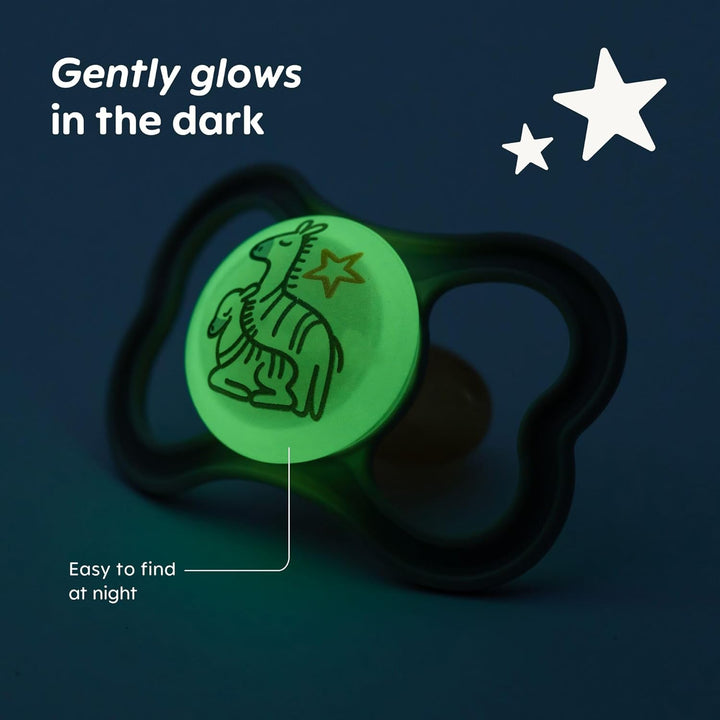 Air Night Soothers | 16 plus Months | 2 Pack | Glow in the Dark Dummies | Comes in Dummy Steriliser Case | Sustainable Materials | Baby Accessories | Pink (Various Designs)