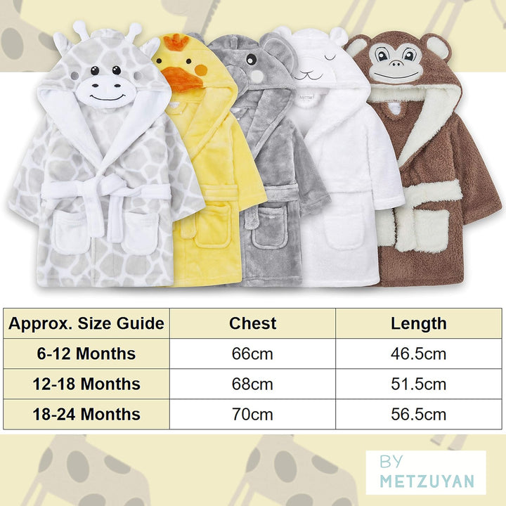 Baby Girls & Boys Animal Themed Plush Fleece Unisex Dressing Gown Robe