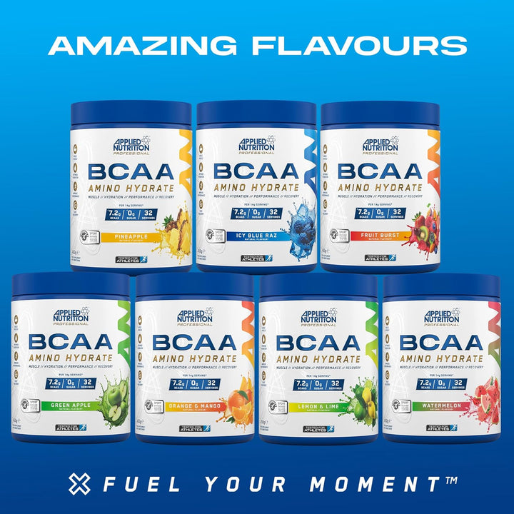 BCAA Powder - Branched Chain Amino Acids Bcaas Supplement, Amino Hydrate Intra Workout & Recovery Energy Drink (450G - 32 Servings) (Fruit Burst)