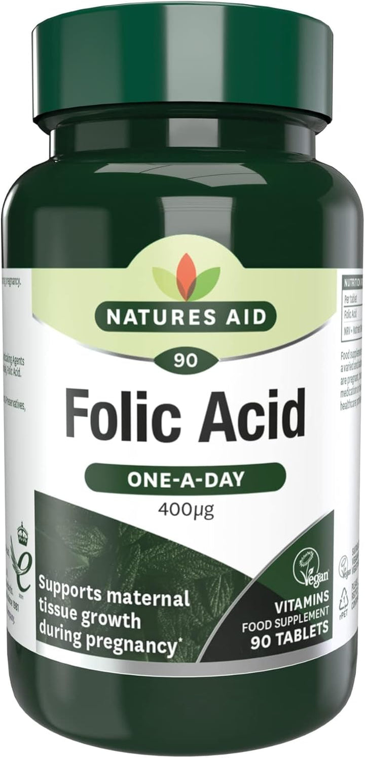 Folic Acid 400Mcg – Supports Prenatal Health, Red Blood Cell Formation, DNA Synthesis – Vegan, Non-Gmo, Gluten-Free – High Potency Natural Supplement – 90 Tablets