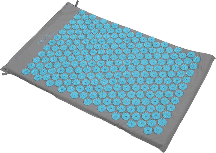 Acupressure Mat and Pillow Set with Carry Bag (Grey/Blue)