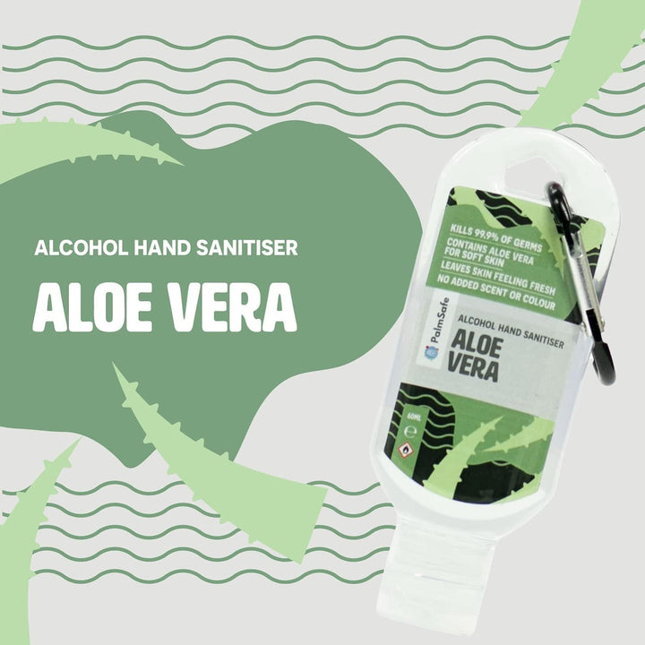 Aloe Vera 3 Pack 60Ml anti Bacterial Premium Hand Sanitiser Travel Size Refillable Clip Bottle Quick Drying Non Sticky Extra Moisturising Kills 99.9% of Viruses and Bacteria