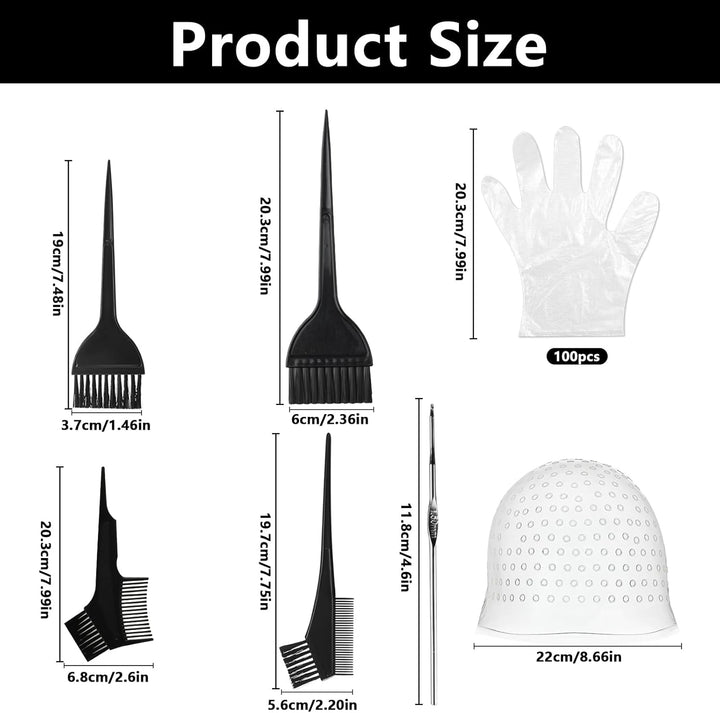 1 Pcs Silicone Pre-Punched Hair Highlighting Cap for Colouring and Streaking, with 5 Coloring Brushes and 1 Needle, for Salon Use.