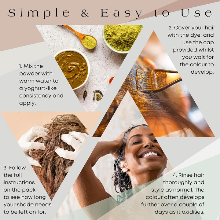 Organic Henna Hair Dye Very Dark Brown | 100% Natural, Vegan, & Gluten Free | PPD Free Hair Dye, Ammonia Free, Resorcinol Free, & Peroxide Free | Volumising, Strengthening, & Revitalising |