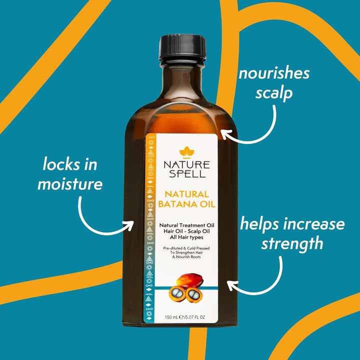 Batana Oil for Hair Growth, Pre-Diluted Scalp Oil, Strengthens & Repairs Damaged Strands, Nourishes & Hydrates Split Ends, Adds Shine, for All Hair Types, Vegan, 150 Ml