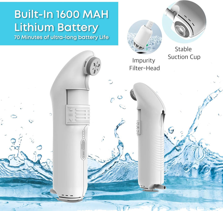 Electric Portable Bidet Sprayer – 2.5L Handheld Travel Shattaf, Strong Pressure Toilet Spray, Rechargeable 1600Mah Battery, USB-C Charging – Home, Camping & Outdoor Hygiene (White, JP-239B)