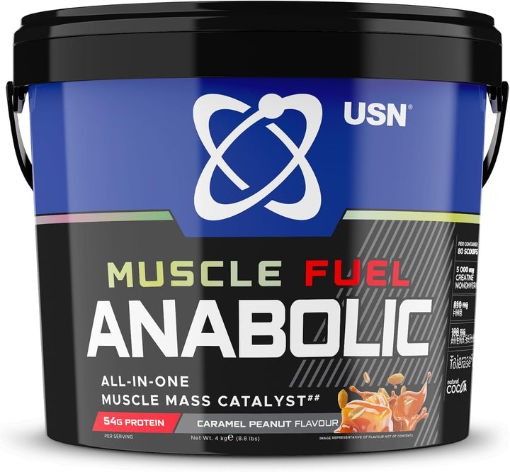 Muscle Fuel Anabolic All-In-One Muscle Mass Gainer, Strawberry Flavour - 2Kg, 54G Protein Powder, 5G Creatine Powder & 5G BCAA Powder for Maximum Muscle Growth, Post Workout Recovery Drink Mix