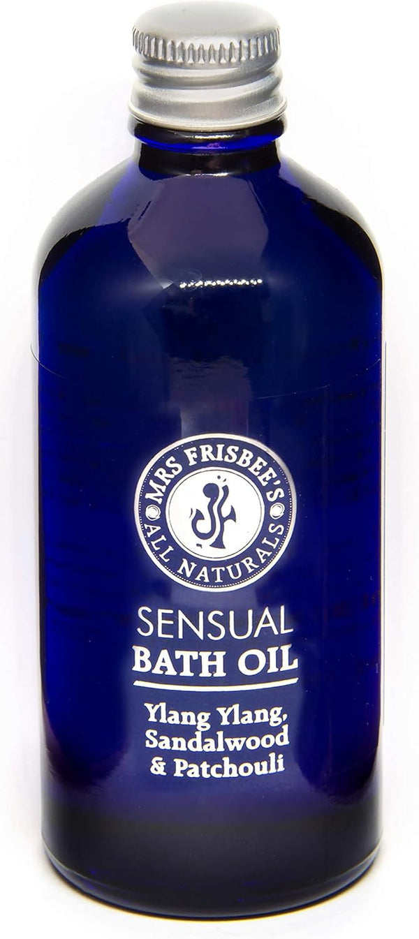 Sensual Bath Oil with Sandalwood, Patchouli & Ylang Ylang Pure Essential Oils, Jojoba Seed Oil, Sunflower Seed Oil and Vitamin E/Handmade/Vegan/Natural/Cruelty Free
