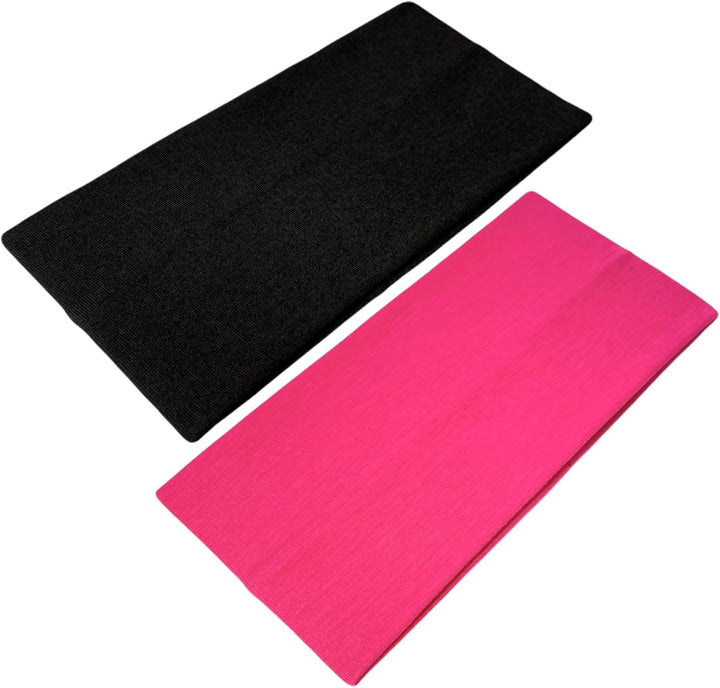 Extra Wide Headbands 11Cm Plain Stretchy Kylie Head Band 2 Pack Unisex Bandeau Headbands for Women & Men Soft Hairbands Yoga Bandana Headband (Black)