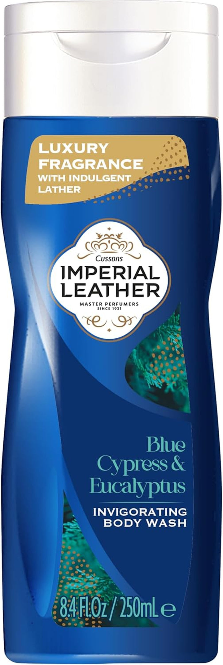 Blue Cypress & Eucalyptus Body Wash Shower Gel, Signature Oil Blend, Creamy Indulgent Lather, Luxury Fragrance, Bulk Buy, Pack of 6 X 250Ml