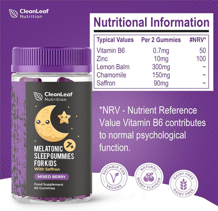 Natural Sleep Support Gummies for Kids - Melatonic Formula for Restful Nights, Childrens Sleep Gummies Promoting Natural Melatonin Production, Promotes Healthy Sleep Patterns, 60 Count