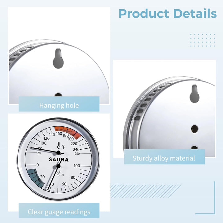 Sauna Thermometer Hygrometer, 2 in 1 Fahrenheit Thermometer Hygrometer for Sauna Room, Indoor Humidity Temperature Monitor Gauge Sauna Accessories