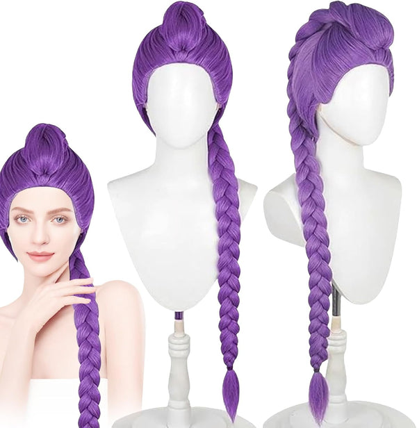 Rumi Costume Kids Wig Cosplay, Anime Mira Zoey Rumi Costume Wig, Demon Hunters Purple Braid Wigs for Kids Halloween, Carnival, Party (B)