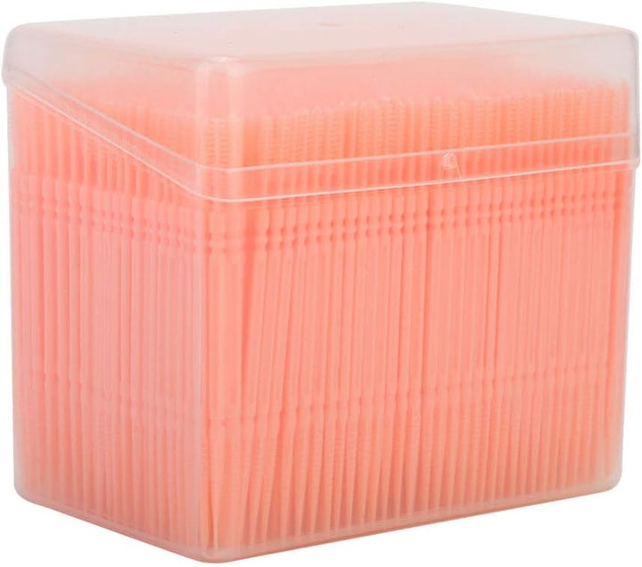 Double Head Teeth Cleaning Toothpick Oral Care Floss Pick 1100Pcs Box for Large Tooth Crevice (Pink)