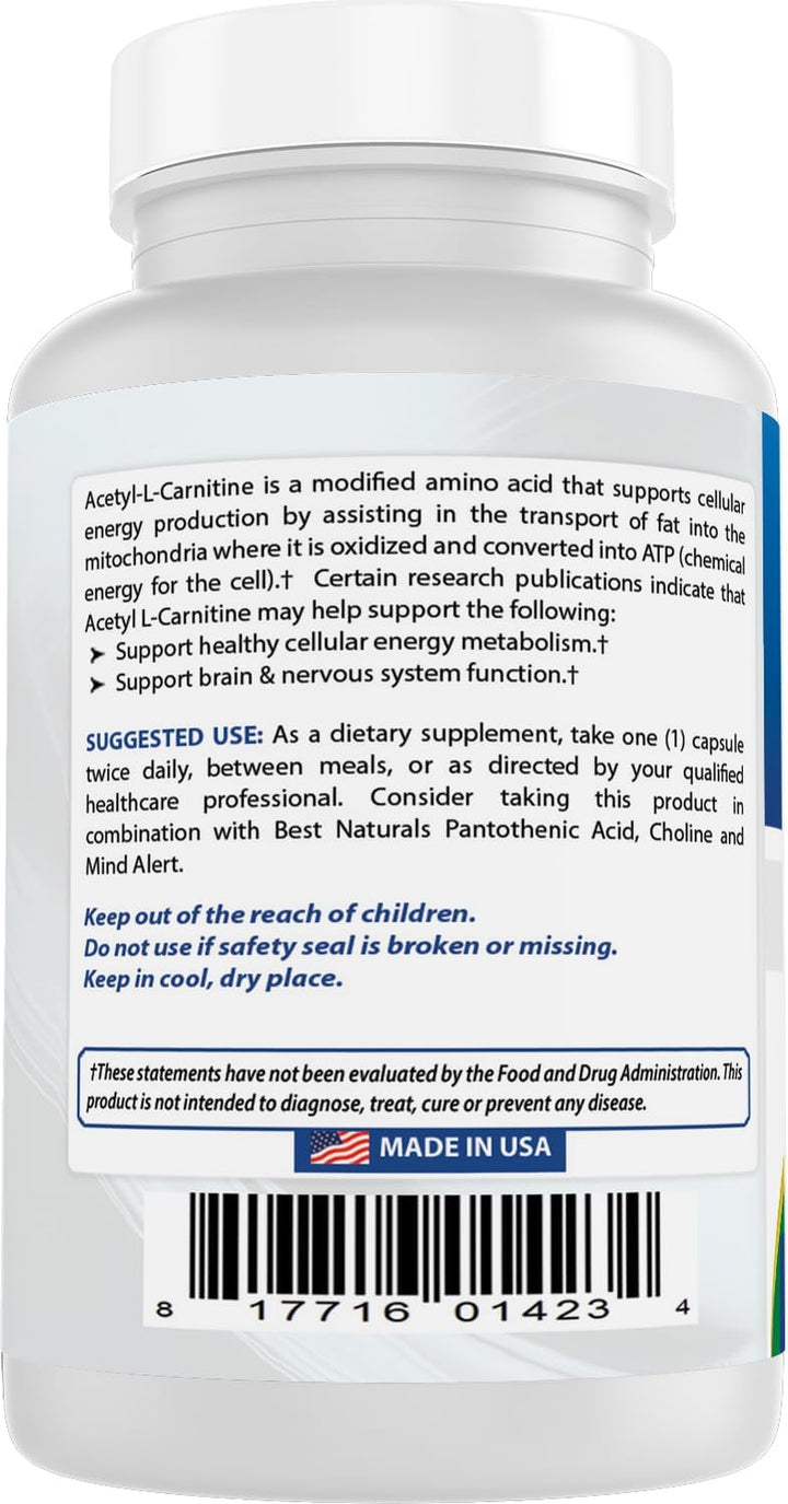 Acetyl L-Carnitine 1000 Mg 60 Capsules