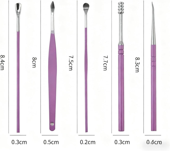 6 Counts Ear Wax Removal Tool Set with Storage Tube, 2026 New Earwax Cleaner Tool Kit, Stainless Steel Earwax Removal Toolkit with Portable Storage Box (Pink)