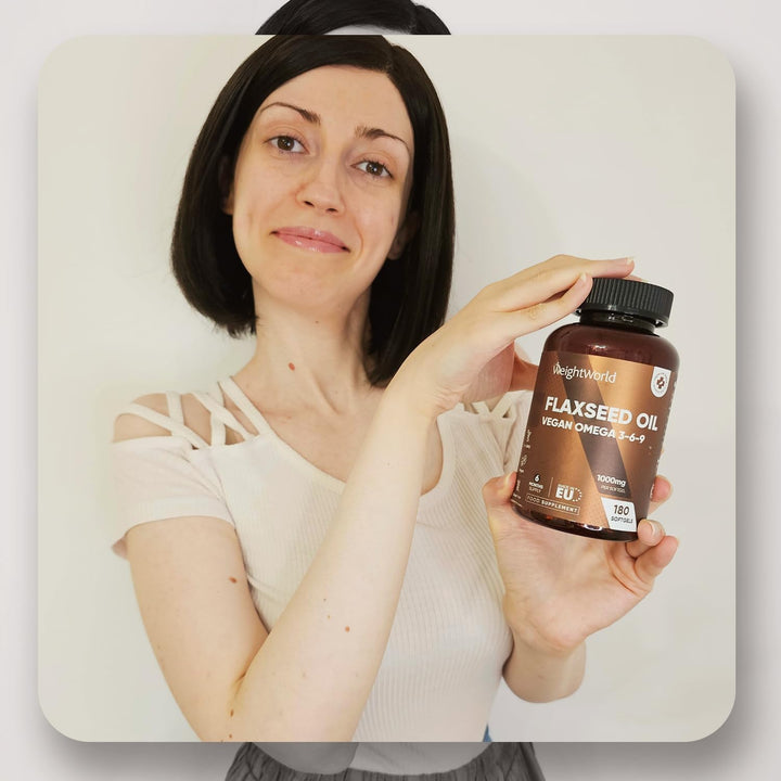 Flaxseed Oil Softgels - 180 Softgels - 1 a Day - 6 Months Supply - Cold-Pressed Omega 3 6 9 Capsules - ALA, Linoleic & Oleic Acid - Vegan, Non-Gmo & Gluten-Free - Linseed Oil Supplement
