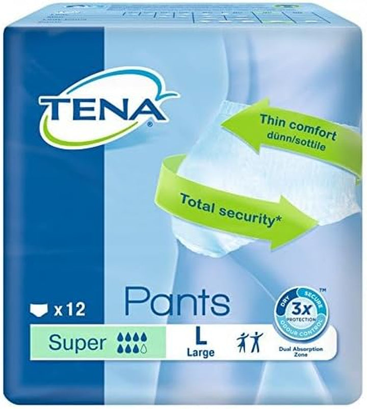 Pants Super, 48 Pairs, Unisex Incontinence Pants (4 X 12 Packs) for Women and Men with Heavy Bladder Weakness, Designed for Everyday Life with Triple Protection and Dual Absorption Zones, Size XL