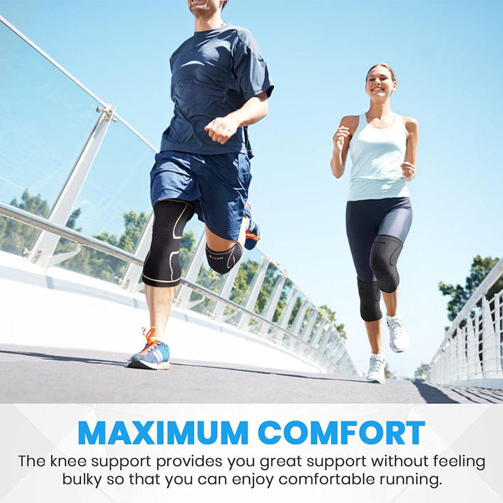 Knee Support Brace 2 Pack - Compression Knee Sleeves for Arthritis, Joint Pain, Ligament Injury, Meniscus Tear, ACL, MCL, Tendonitis, Running, Squats, Sports