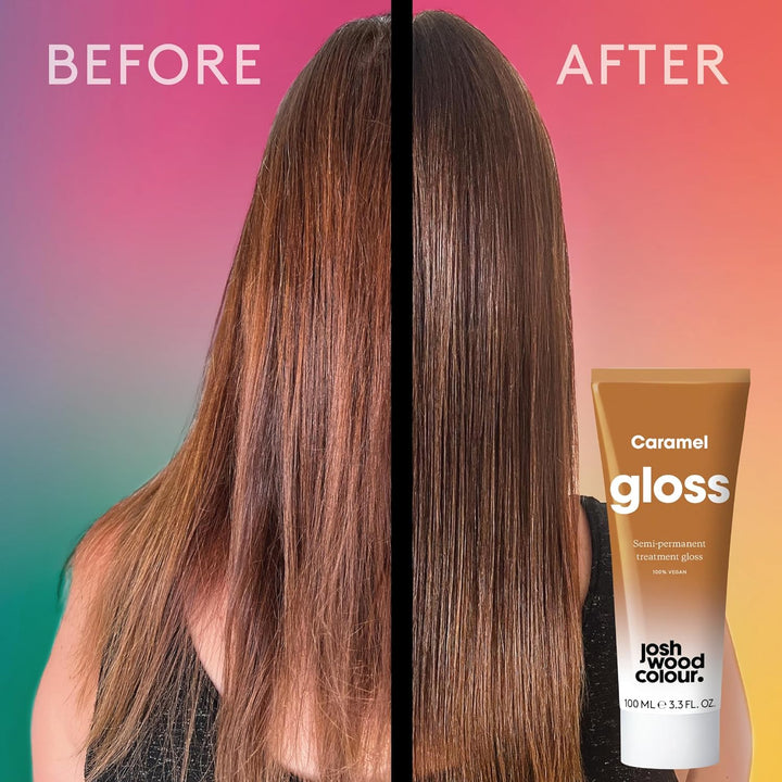 Josh Wood Hair Gloss (Caramel) - Semi-Permanent Gloss Refreshes and Enriches Brown Locks, Adds Warm Caramel Tones - Lasts up to 6 Washes - 100% Vegan - Cream (100Ml)