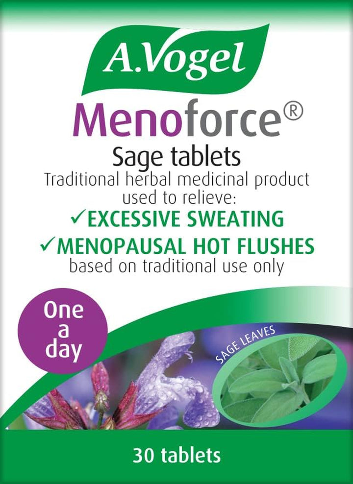 Menoforce Sage Tablets | Menopause Supplements for Women | for Menopause Hot Flushes and Night Sweats | One-A-Day | 30 Tablets