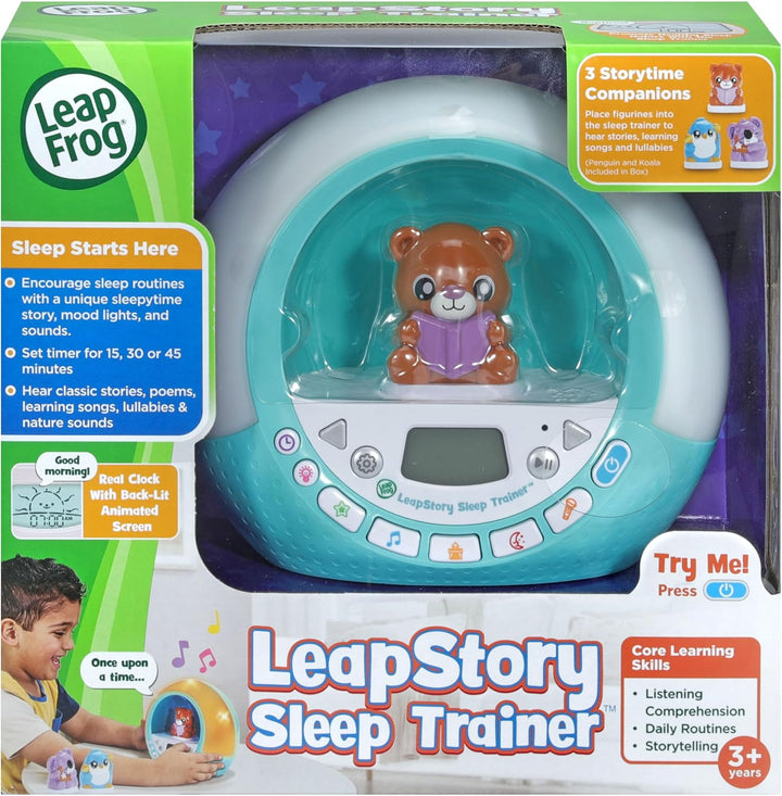 Leapstory Sleep Trainer, 60+ Soothing Stories & Songs, Record Your Own Stories, Includes Mood Lights & Animations, 3 Animal Companions, Suitable for Children Ages 3, 4, 5+ Years, English Version